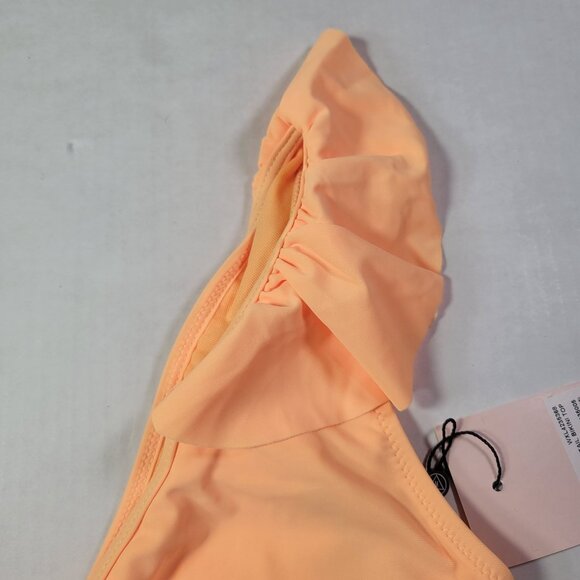Missguided Peach Ruffle Trim Triangle Bikini Top UK 12 / EU 40 / US 8 - Picture 2 of 5